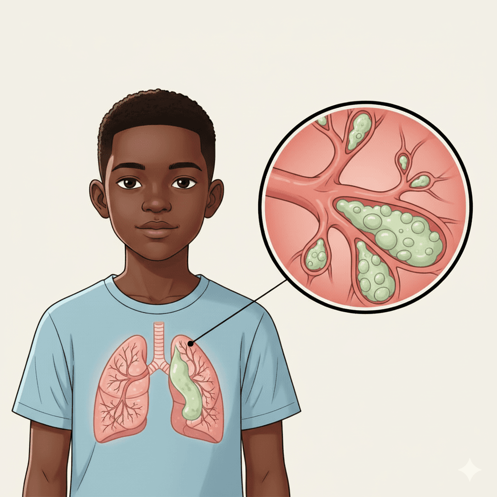 Mãe auxiliando criança com máscara de nebulizador para tratamento de fibrose cística