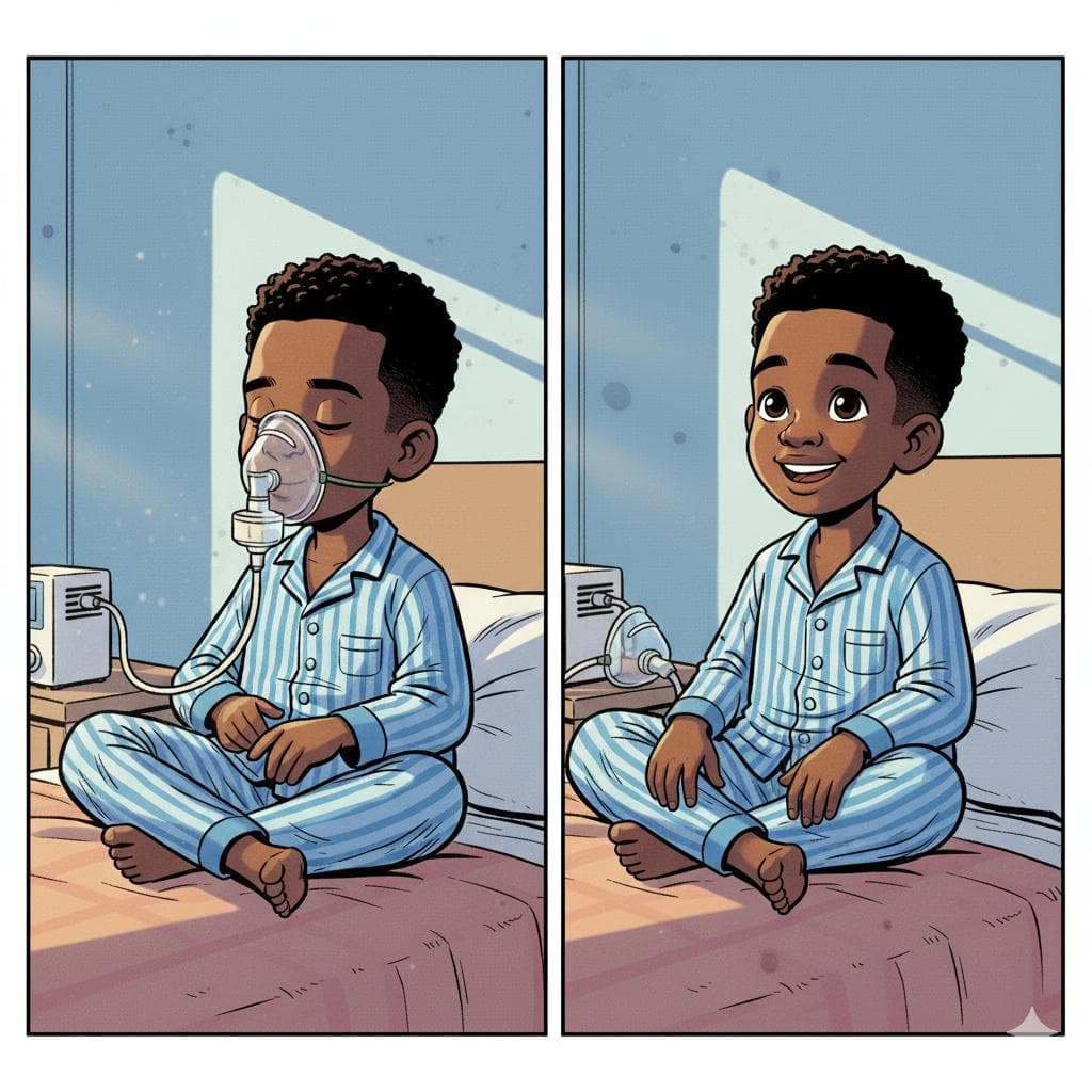 Pessoa fazendo terapia inalatória com nebulizador